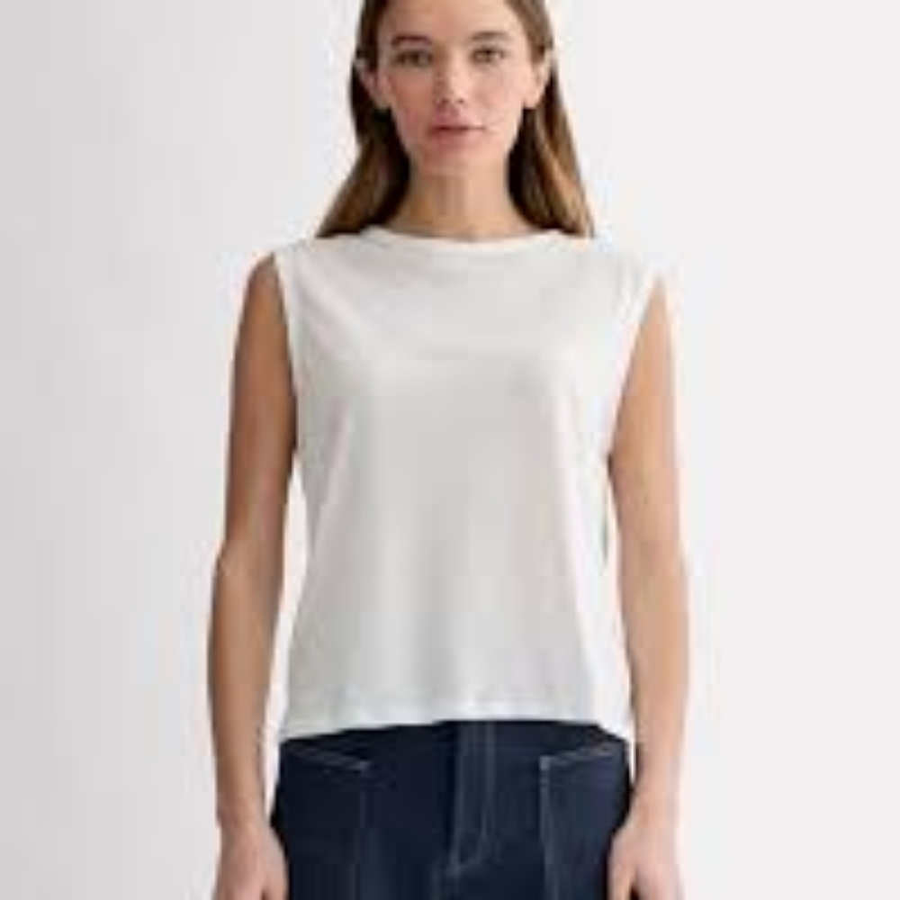 Everlane Tank Top Womens Xs White The Air Muscle Tee Sleeveless Crew Neck